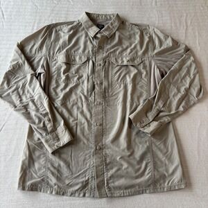 Kuhl Airspeed Mens Long Sleeve Hiking Shirt Tan Mesh Vented Button Up Size M